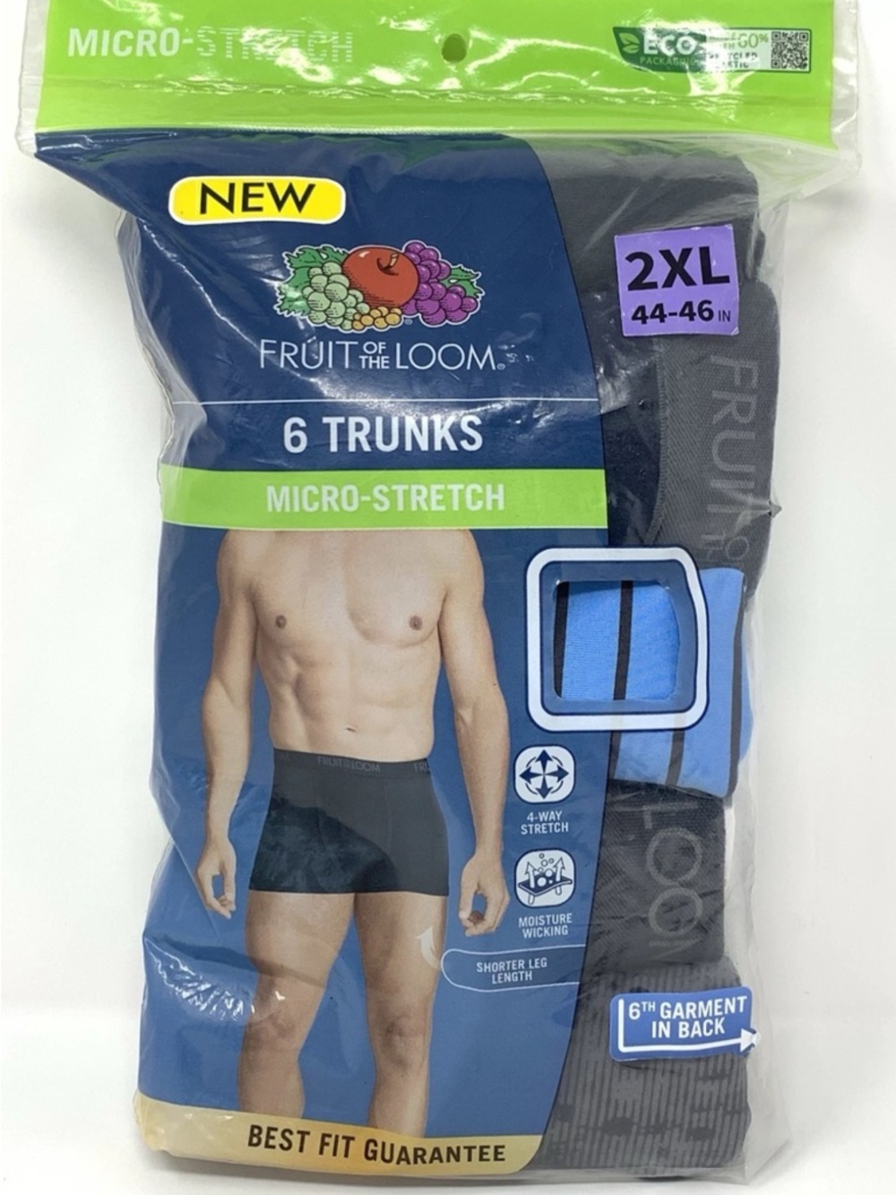 Fruit of the Loom Mens Boxer Briefs Underwear 6 pack 2XL 44-46 
New in Package